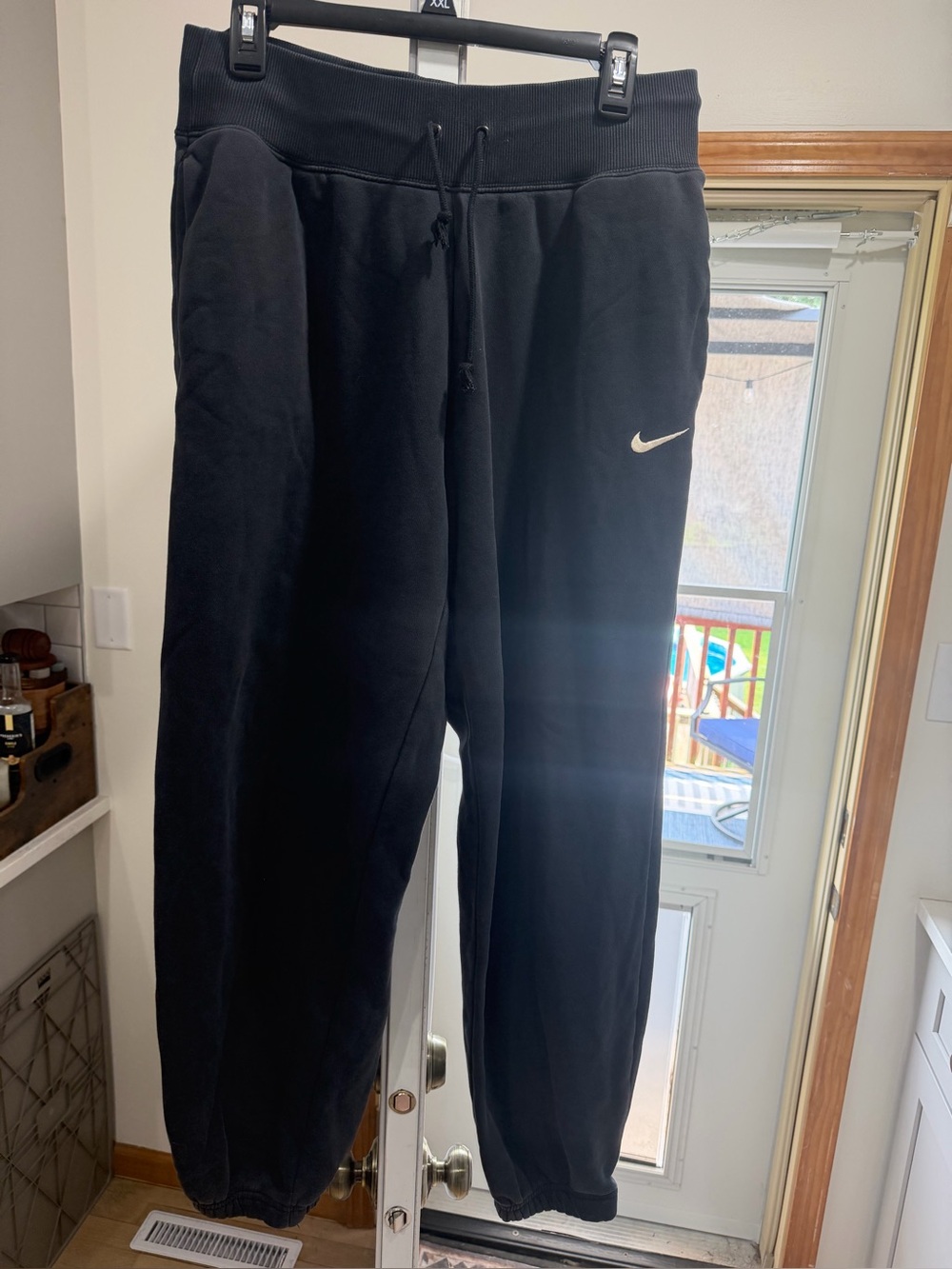 Nike Black Men's Fleece Joggers with White Swoosh